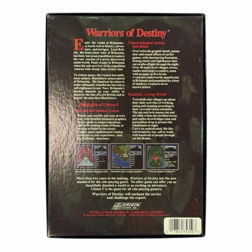 1988‎ Vintage Origin ULTIMA V Warriors of Destiny IBM PC Complete w/ MAP Amulet